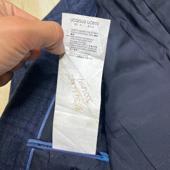 Armani Collezioni Men's Blue Checked Notch Lapel Two-Button Suit Jacket Size 50 - Picture 8 of 12